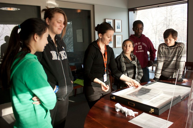 Michaela, centre, with Jamii visitors