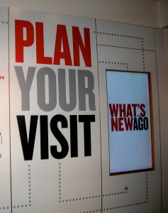 visitor planning board, wall at west side of Walker Court