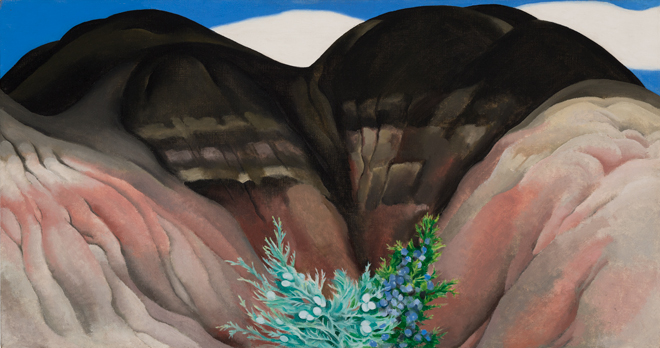 Georgia O'Keeffe. Black Hills with Cedar, 1941. Oil on canvas, 40.6 × 76 cm. Hirshhorn Museum and Sculpture Garden, Smithsonian Institution, Washington, D.C. © Georgia O'Keeffe Museum, Photography by Cathy Carver